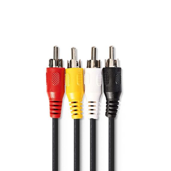 Cavo Video RCA 4x RCA maschio-maschio 2m nero Cavo Video RCA 4x RCA maschio-maschio 2m nero